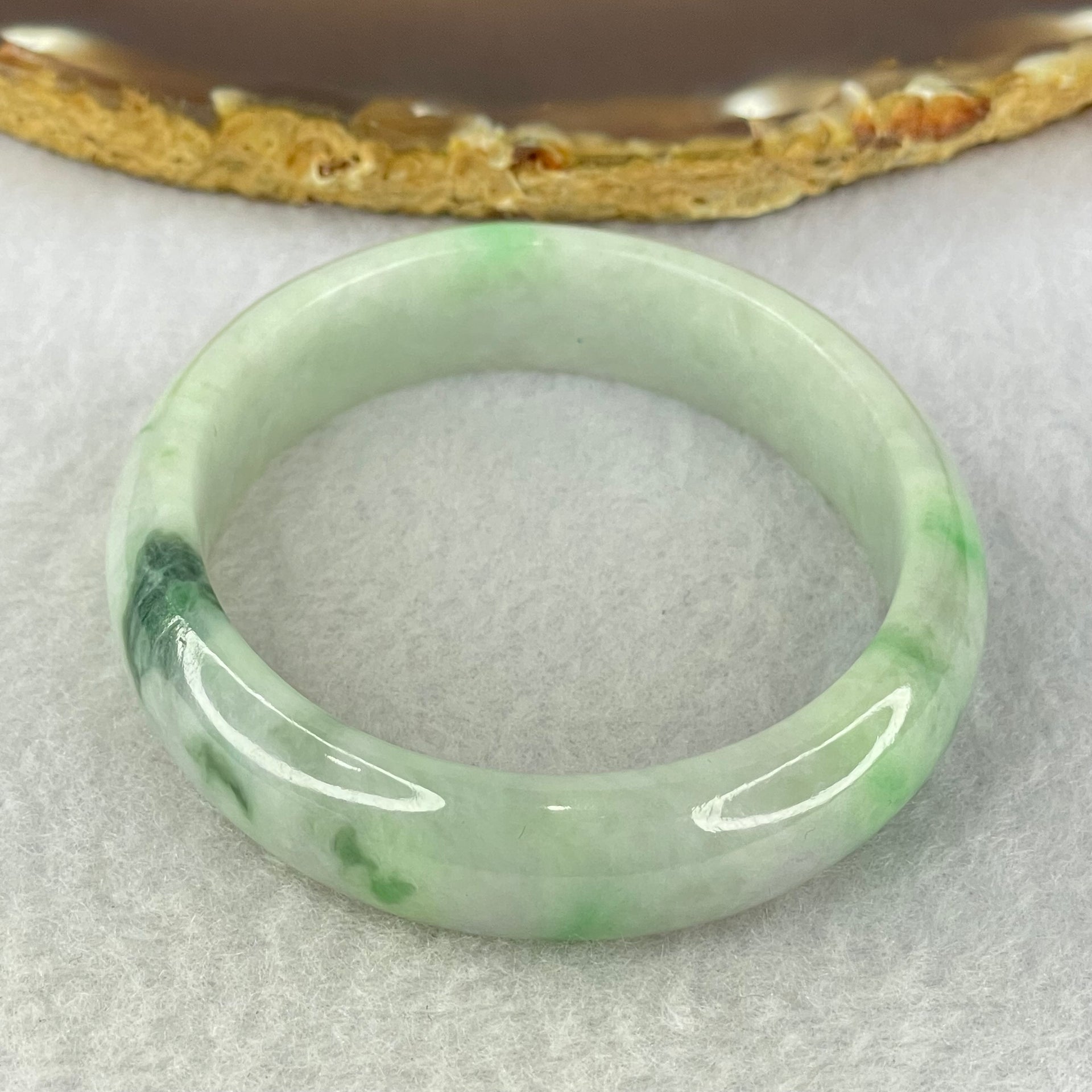 Type A Green Lavender and Blueish Green Piao Hua Jadeite Bangle Internal Diameter 56.4mm 41.62g 12.9 by 6.9mm (Slight Internal Lines) - Huangs Jadeite and Jewelry Pte Ltd