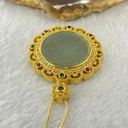 Type A Icy Light Blueish Green Jadeite Wu Shi Pai Pendent in S925 Silver Gold Pendant and Necklace 15.17g 26.0 by 2.0mm - Huangs Jadeite and Jewelry Pte Ltd