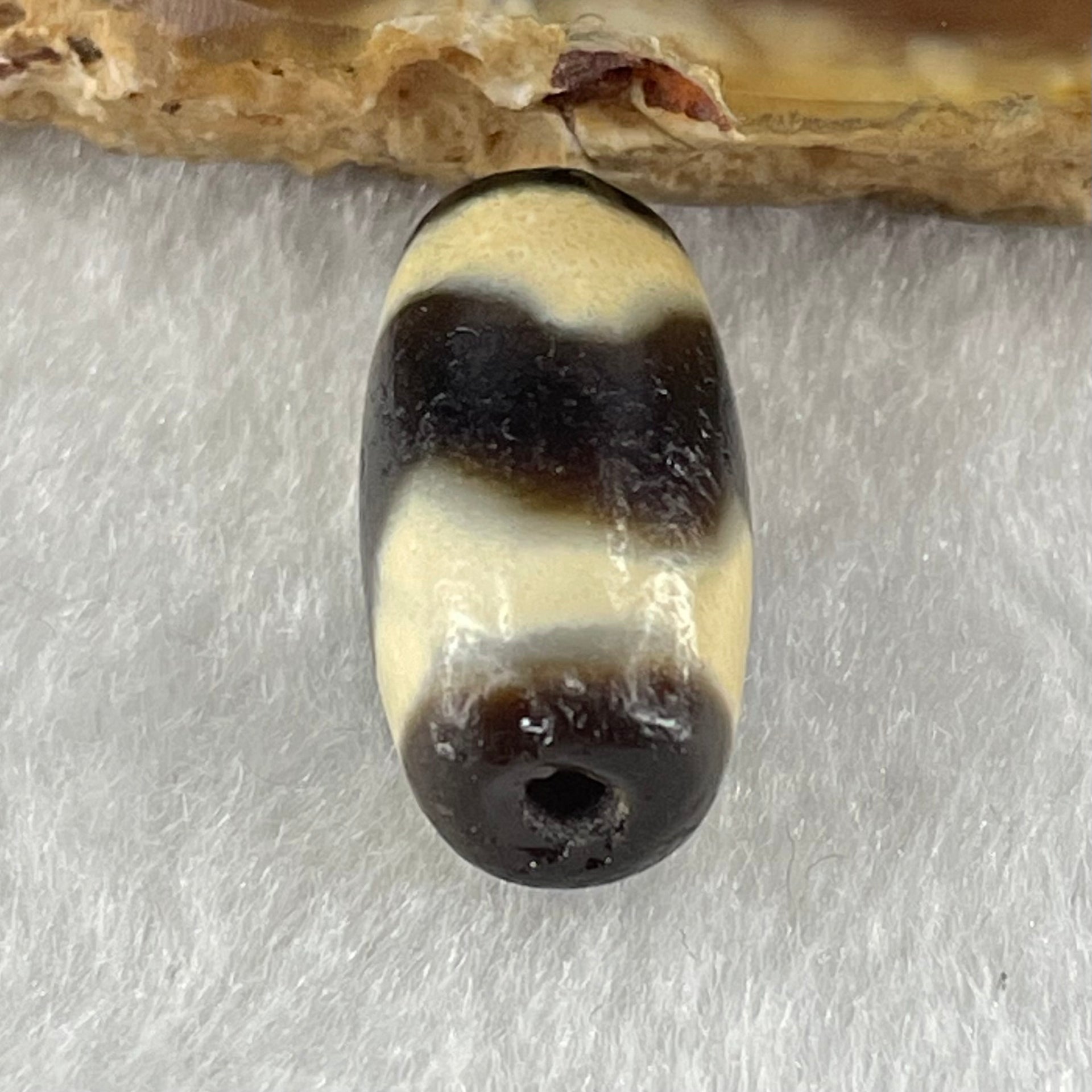 Natural Powerful Tibetan Old Oily Agate Tiger Tooth Daluo Dzi Bead Heavenly Master (Tian Zhu) 虎呀天诛 3.04g 19.9 by 10.1mm - Huangs Jadeite and Jewelry Pte Ltd