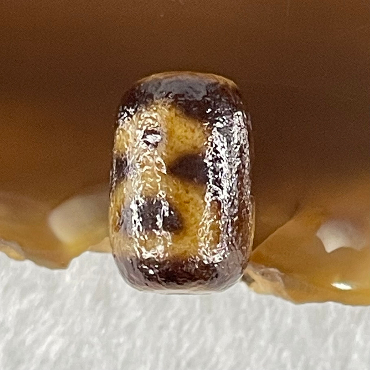 Natural Powerful Tibetan Old Oily Agate Double Cai Shen God of Fortune Dzi Bead Heavenly Master (Tian Zhu) 双财神爷天珠 1.59g 12.9 by 8.5mm - Huangs Jadeite and Jewelry Pte Ltd