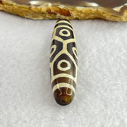 Natural Powerful Tibetan Old Oily Agate 9 Eyes Dzi Bead Heavenly Master (Tian Zhu) 九眼天诛 14.76g 58.0 by 13.2mm - Huangs Jadeite and Jewelry Pte Ltd