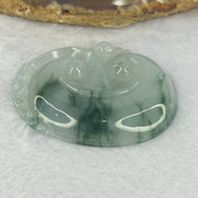 Grandmaster Certified Type A Icy Light Green with Blueish Green Piao Hua Ruyi Pendent 28.04g 53.2 by 42.7 by 7.1mm - Huangs Jadeite and Jewelry Pte Ltd