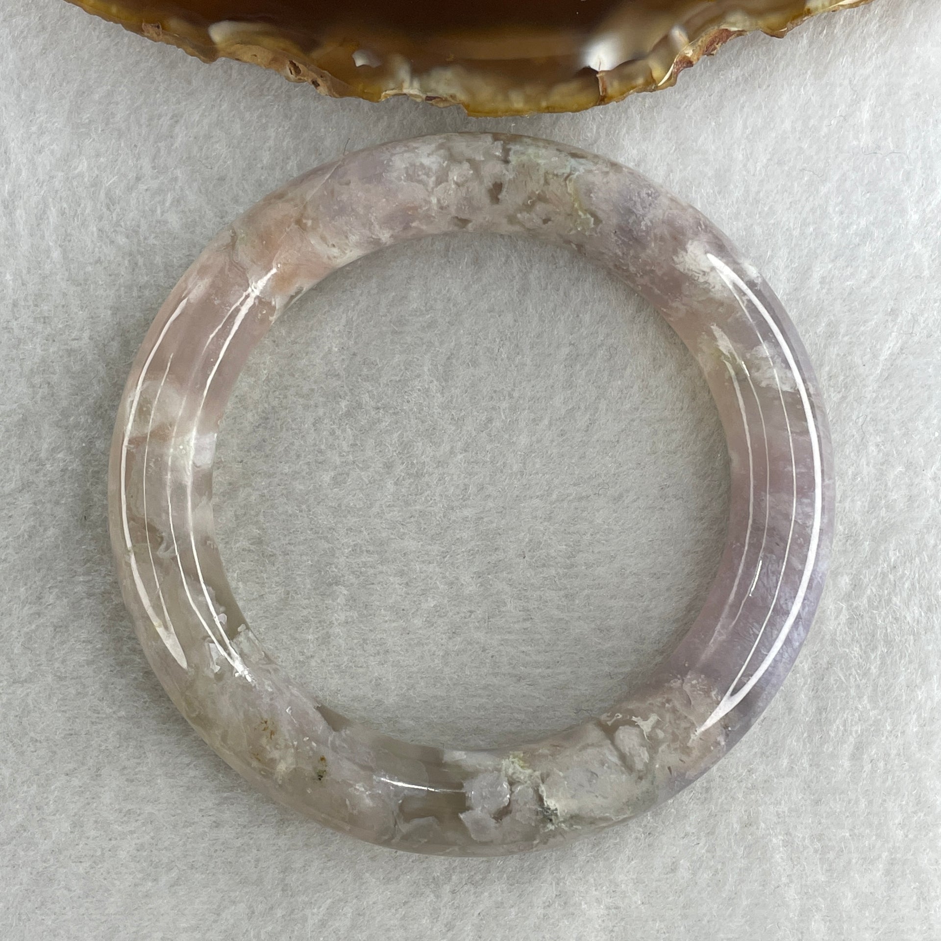 Natural Purple Flower Agate Bangle 58.74g Internal Diameter 57.8mm 12.0 by 11.5mm (Perfect) - Huangs Jadeite and Jewelry Pte Ltd