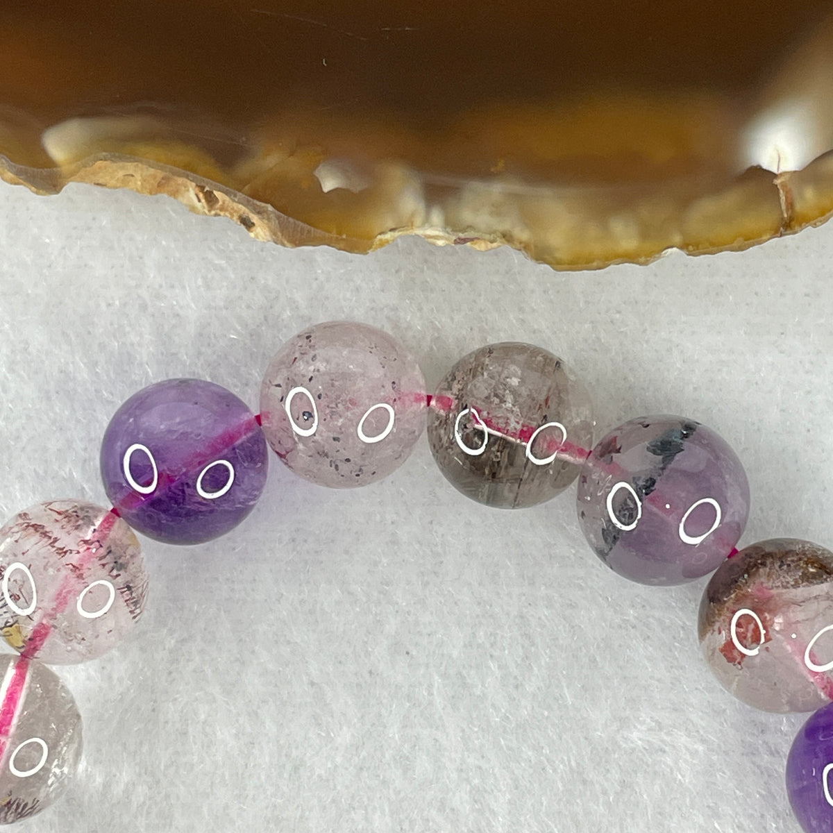 Certified Above-Average Grade Natural Super 7 Crystal Beads Bracelet | Bold Statement Strand | Authentic Sacred Seven Multi-Mineral Inclusions Quartz Spiritual Catalyst & Auric Shield Bracelet (27.03g | 15.5cm Length | 10.3mm | 19 Beads)