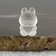 Natural Matt Clear Quartz Labubu Charm Display 3.15g 8.8 by 12.3 by 10.1mm - Huangs Jadeite and Jewelry Pte Ltd