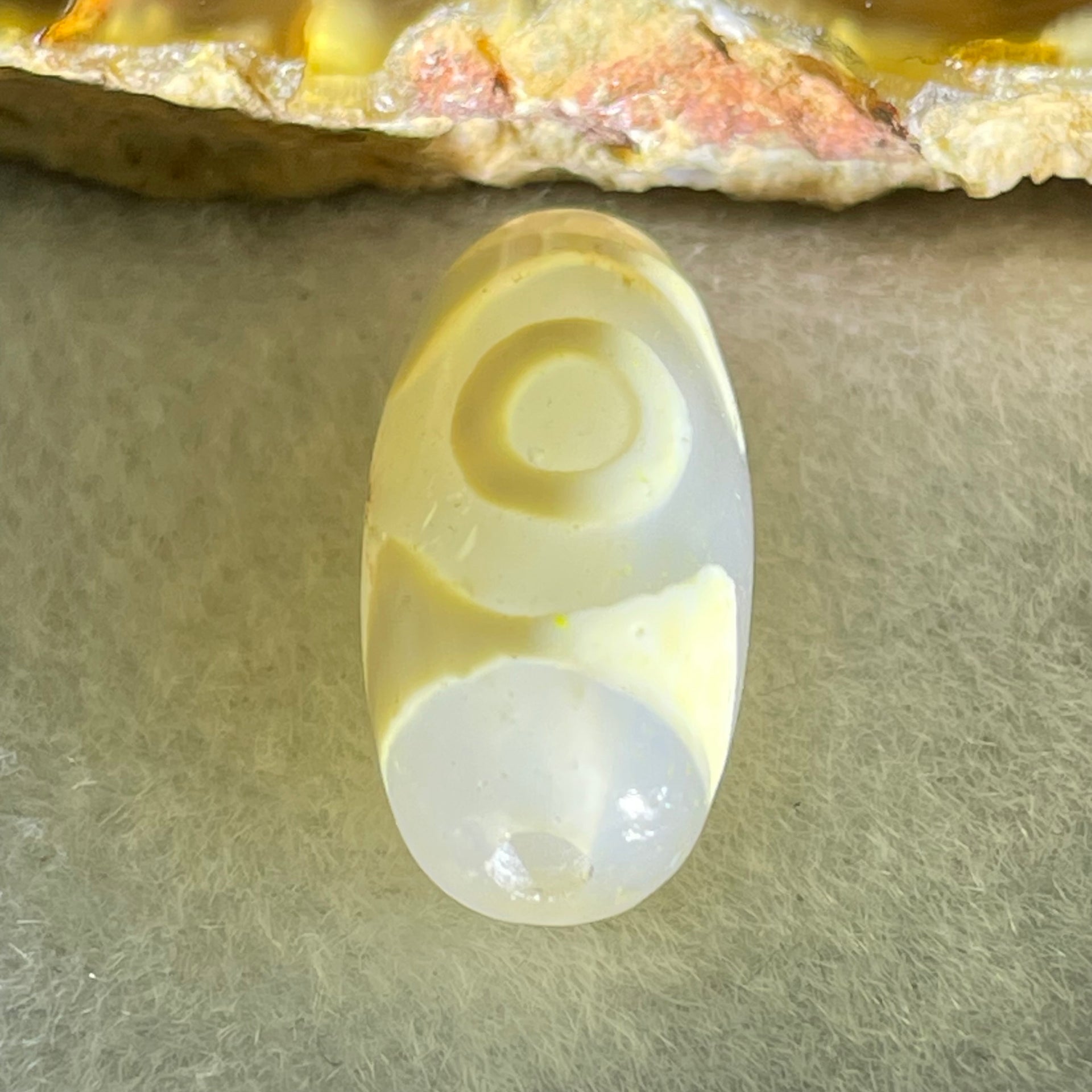 Natural Powerful Tibetan Old Oily Agate 3 Eyes Dzi Bead Heavenly Master (Tian Zhu) 三眼天诛 2.63g 20.0 by 9.7mm - Huangs Jadeite and Jewelry Pte Ltd