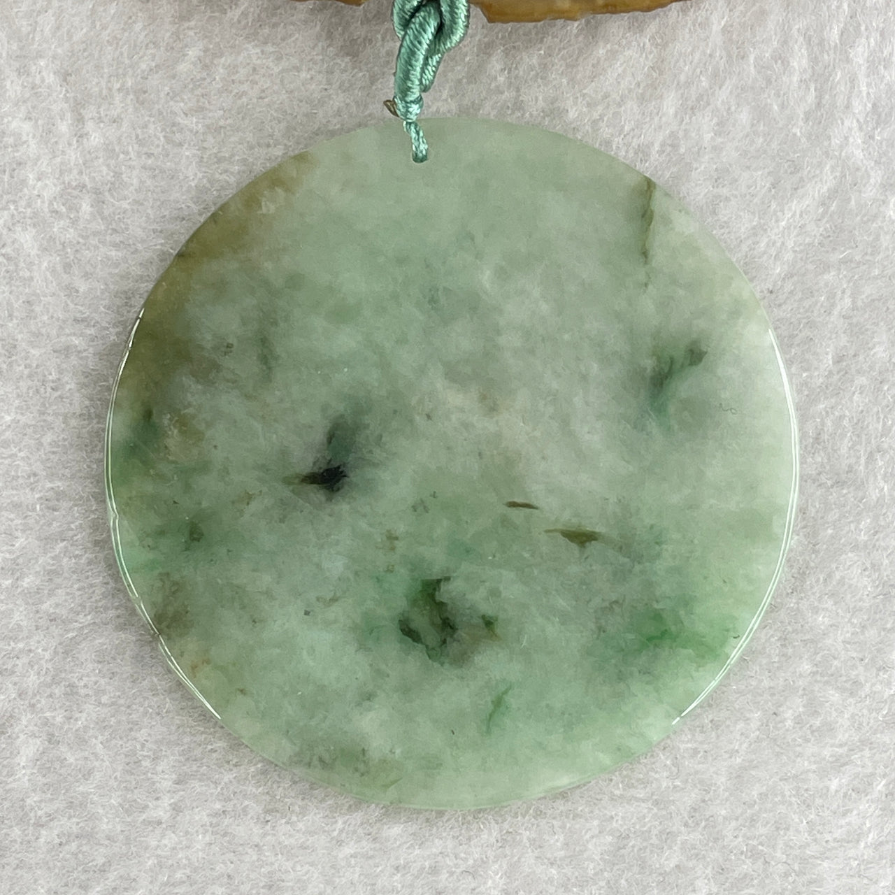Natural Type A Green with Brownish and Dark Green Piao Hua Jadeite Round Wu Shi Pai Pendant 29.12g 54.2 by 3.1mm - Huangs Jadeite and Jewelry Pte Ltd