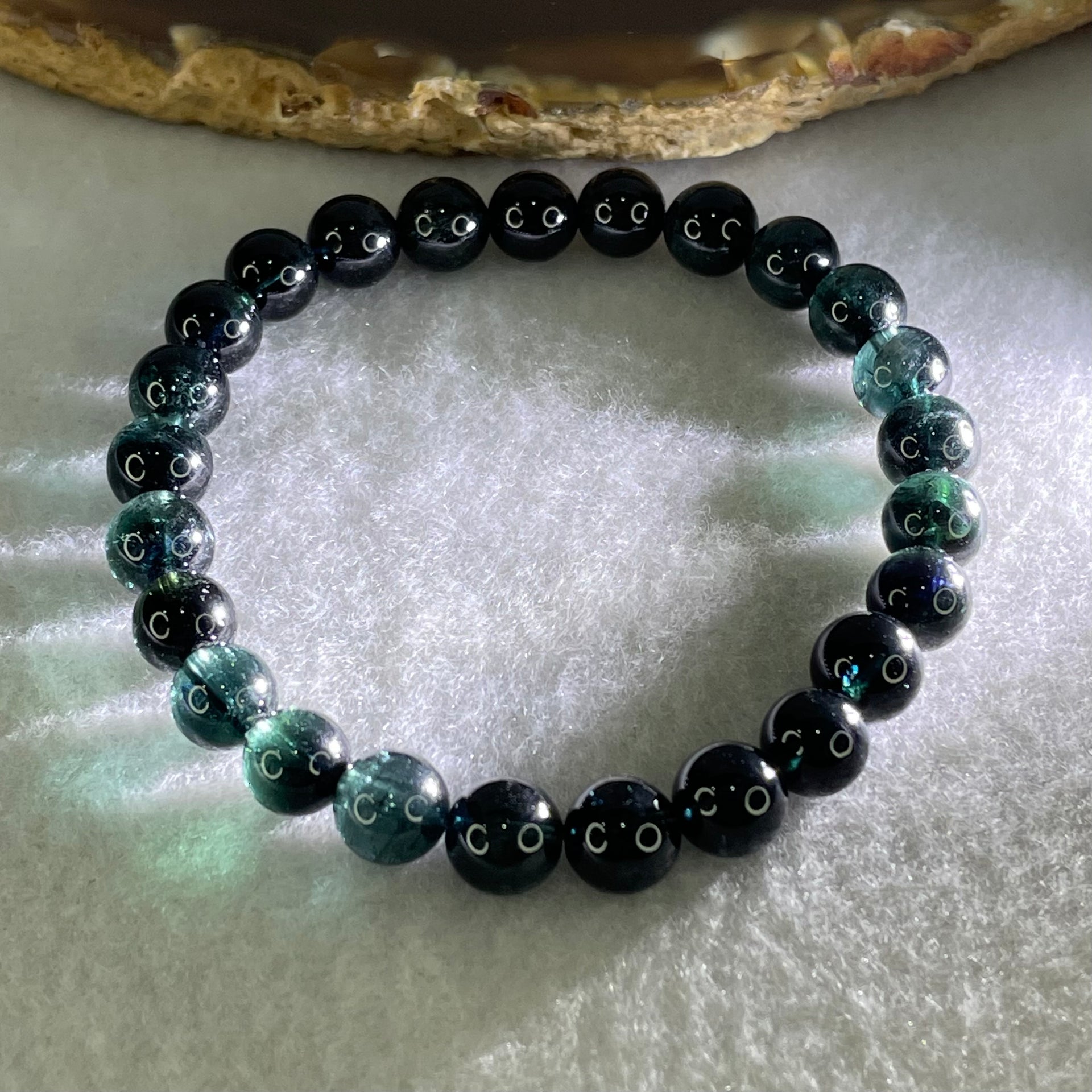 Rare Very Good Grade Natural Blue Tourmaline Beads Bracelet 15.00g 15cm 7.3mm 25 Beads - Huangs Jadeite and Jewelry Pte Ltd