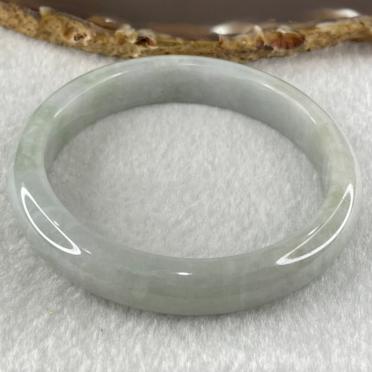 Type A Faint Lavender Faint Green Jadeite Bangle 46.17g Internal Diameter 57.5mm 11.7 by 7.5mm (Very Slight External Roughs with Internal Lines) - Huangs Jadeite and Jewelry Pte Ltd