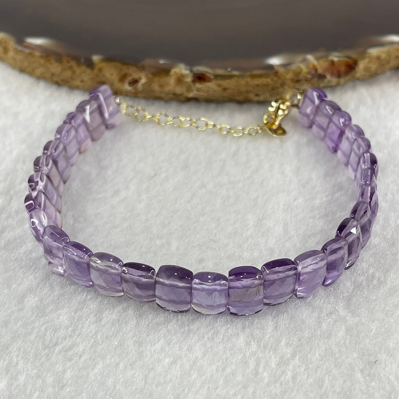 Natural Amethyst Shoupai Bracelet 12.39g 17-21cm 9.1mm 29Beads