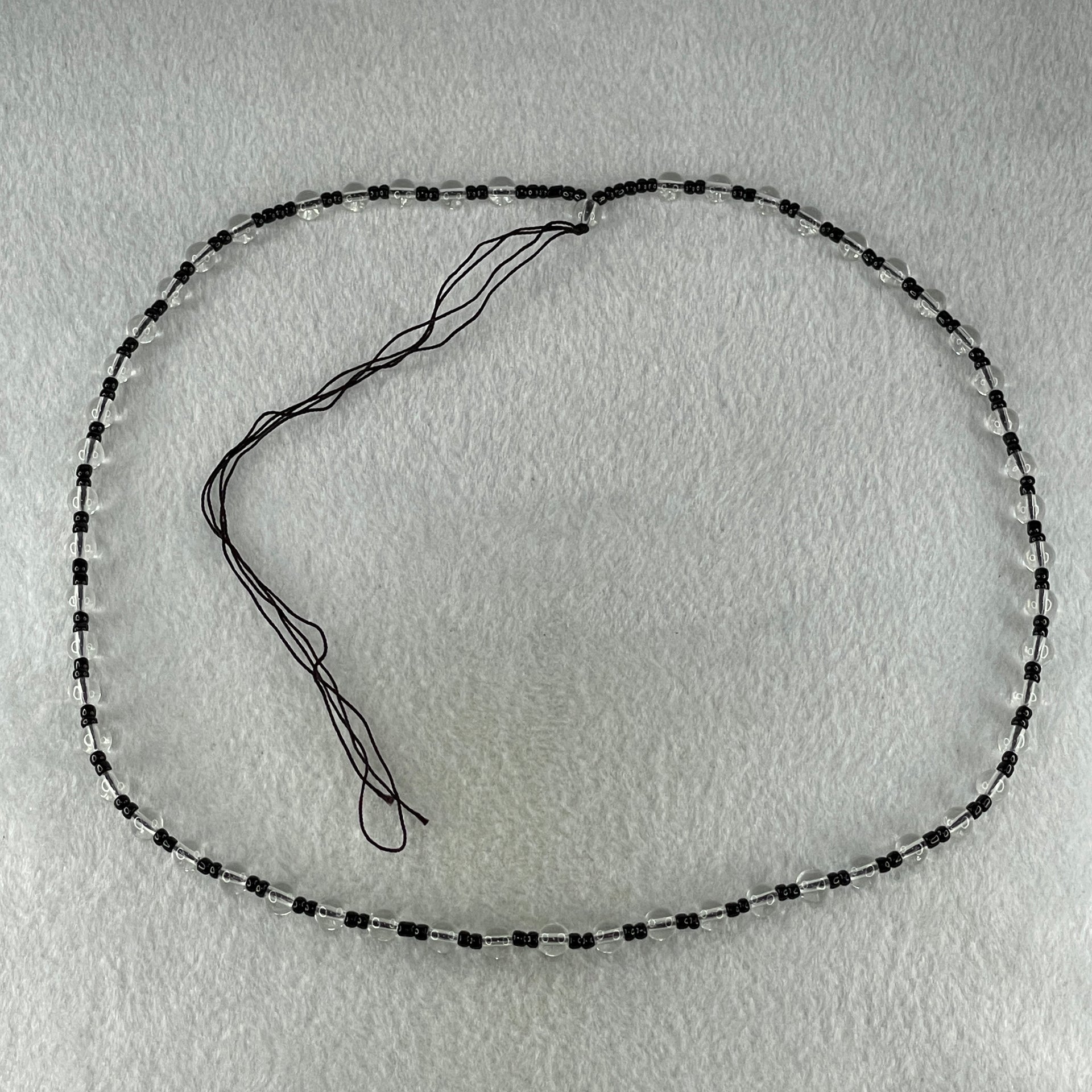 Clear Liuli with Black Onyx Beads Necklace 19.97g 56cm 6.4mm 55Beads - Huangs Jadeite and Jewelry Pte Ltd