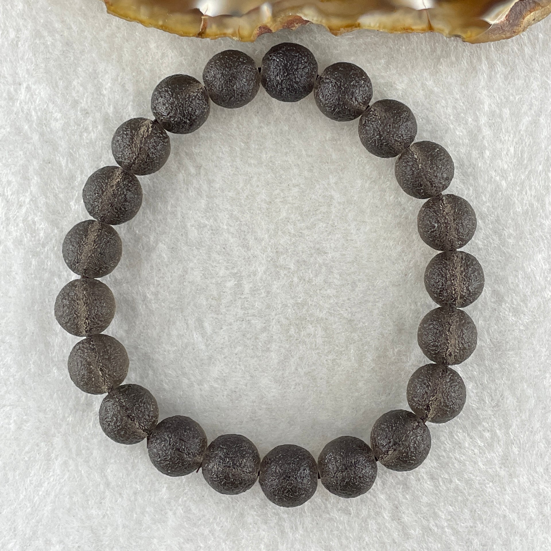 Grey Liuli Beads Bracelet 20.48g 16cm 9.5mm 21Beads - Huangs Jadeite and Jewelry Pte Ltd