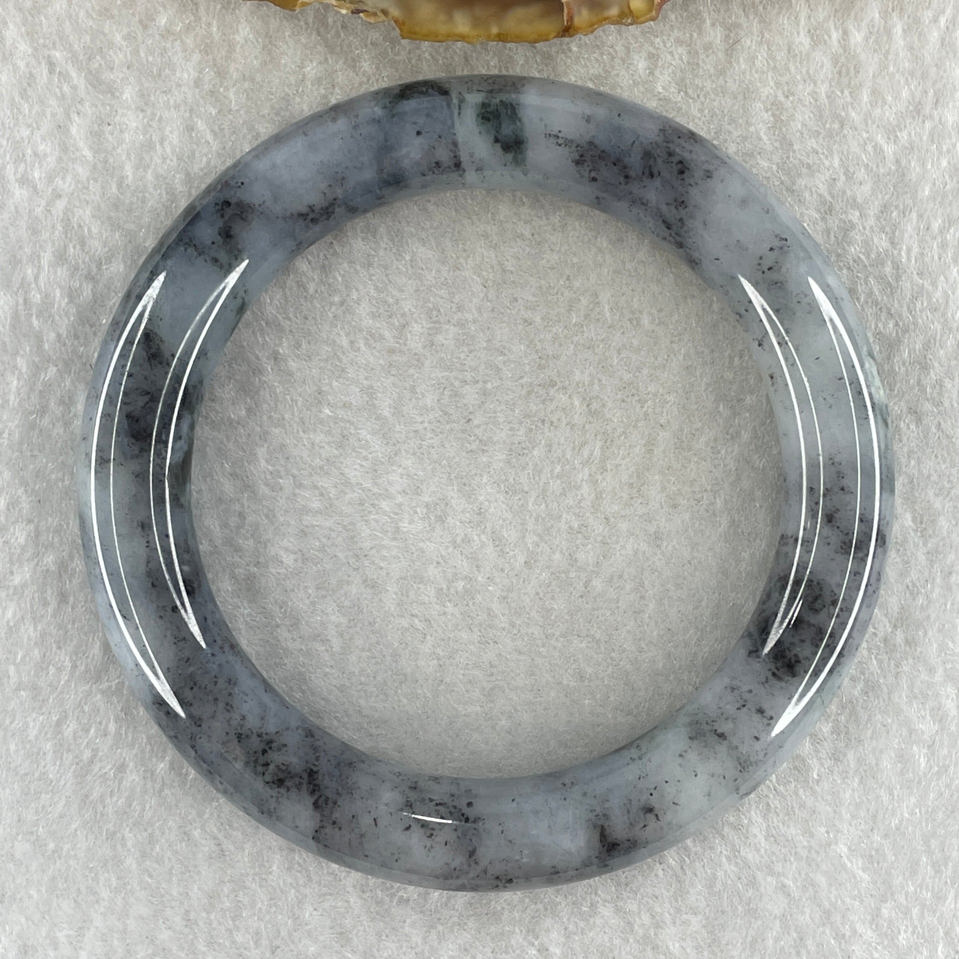 Type A Natural Wuji Grey with Lavender and Spicy Green Spots Jadeite Bangle 59.29g Internal Diameter 54.5mm 10.6 by 10.8mm (Perfect) - Huangs Jadeite and Jewelry Pte Ltd