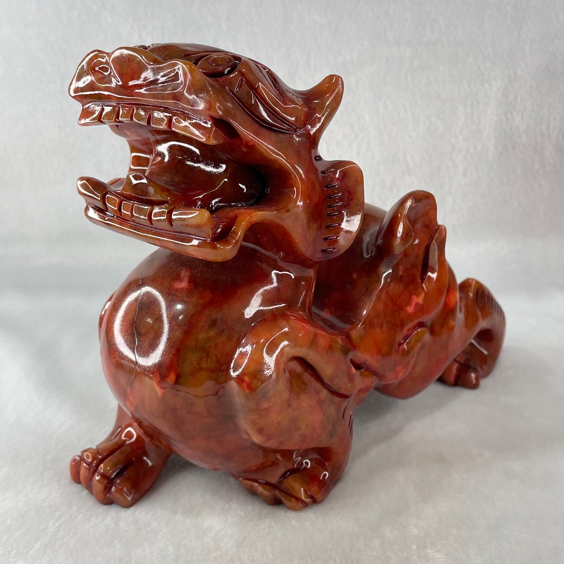 Antique Natural Red Jasper Pixiu Pair Display Total Weight 3,589.0g each about 190.0 by 76.4 by 142.5mm - Huangs Jadeite and Jewelry Pte Ltd