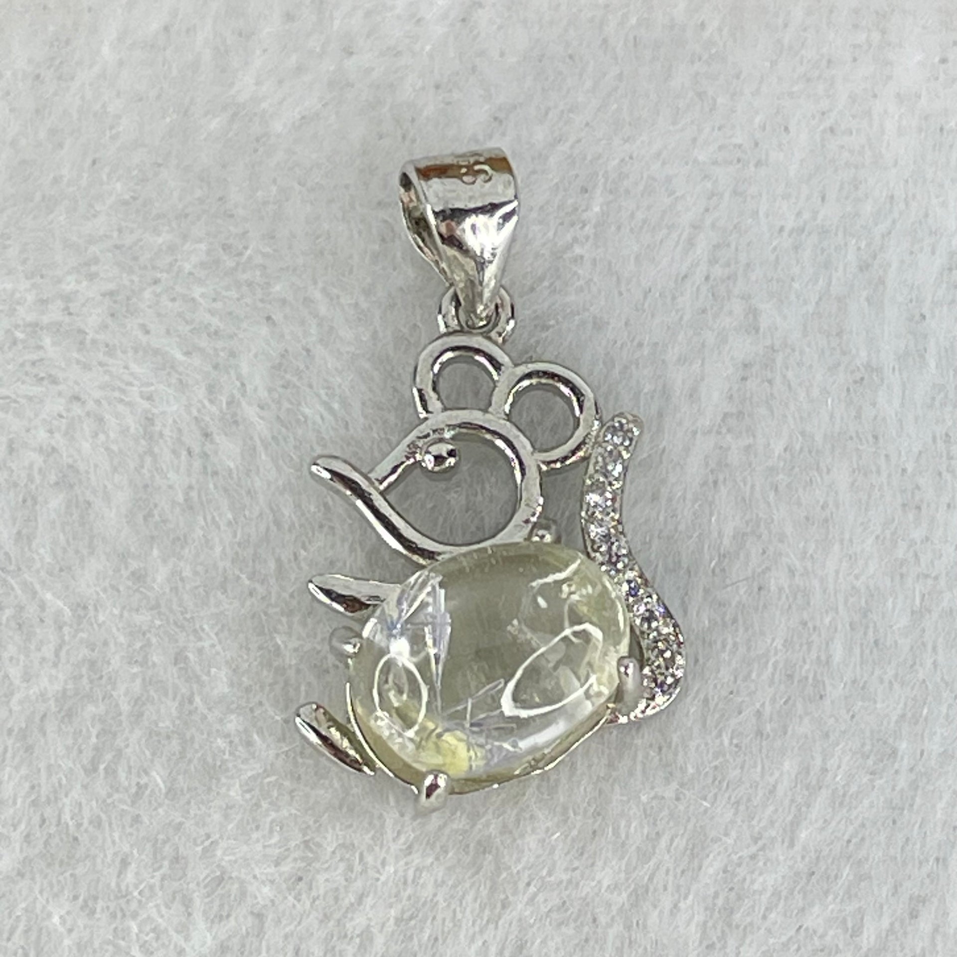 Above Average Grade Rare Natural Blue Dumortierite Rutilated Quartz in S925 Rat Pendant 1.63g 9.9 by 7.1 by 5.5mm - Huangs Jadeite and Jewelry Pte Ltd