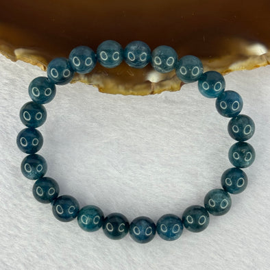 Natural Blue Apatite Bracelet 21.77g 16cm 8.4mm 23 Beads - Huangs Jadeite and Jewelry Pte Ltd