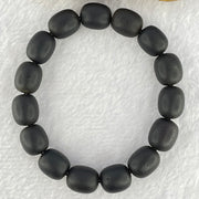 Natural Dark Matt Black Amber Beads Bracelet 天然大黑天翁琥珀手链 16.96g 18cm 11.7mm 15 Beads - Huangs Jadeite and Jewelry Pte Ltd