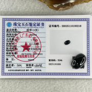Type A Translucent Black Omphacite Jadeite Round Cabouchon Stone For Setting 1.98g 16.4 by 10.9 by 5.3mm - Huangs Jadeite and Jewelry Pte Ltd