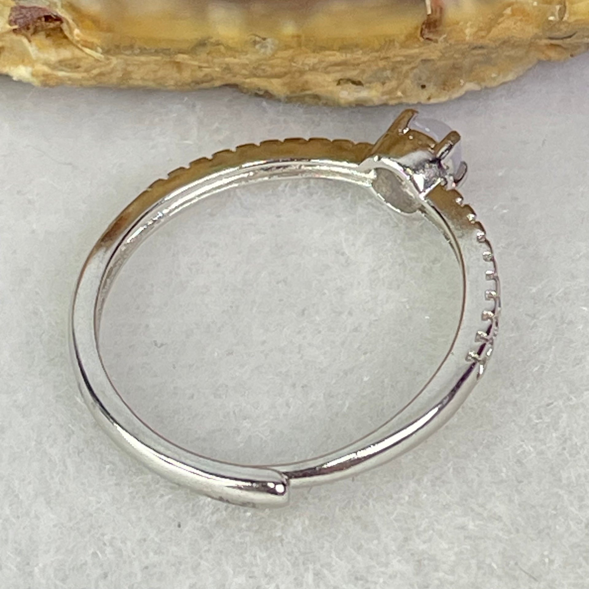 Type A Lavender Cabochon Jadeite in S925 Sliver Ring (Adjustable Size) 1.15g 3.0 by 2.0mm - Huangs Jadeite and Jewelry Pte Ltd