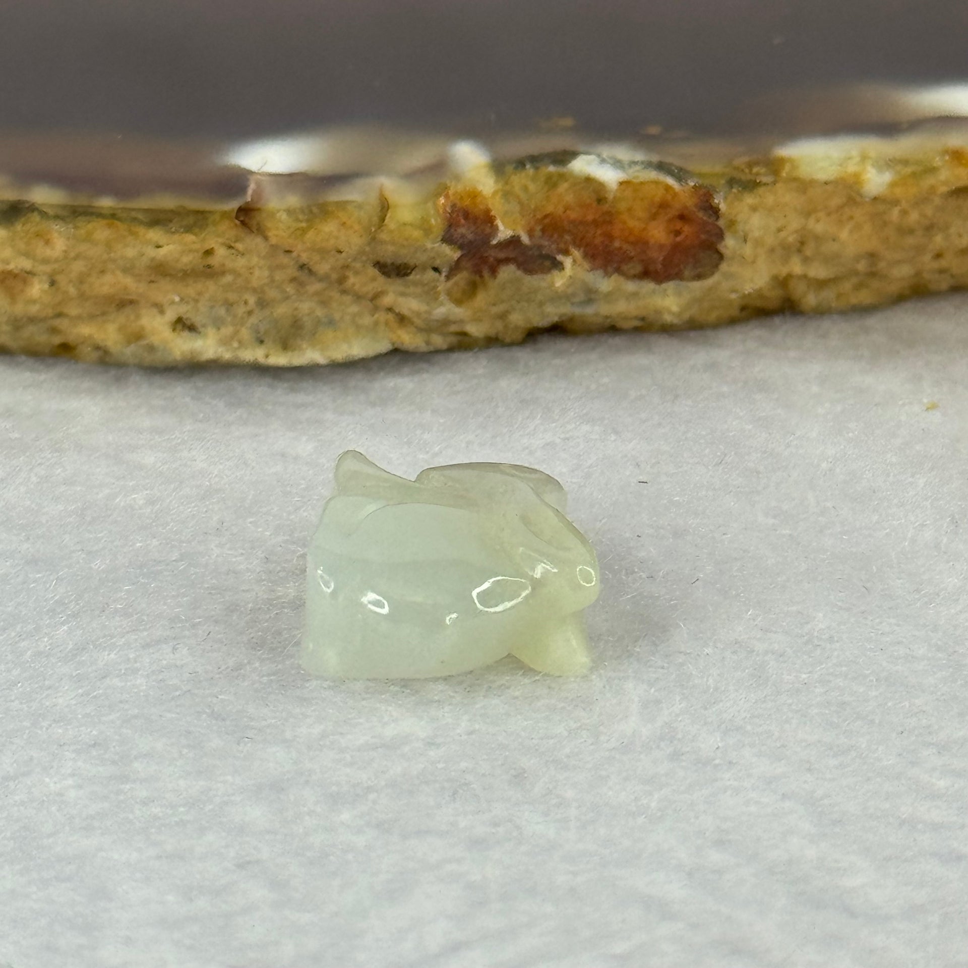 Type A Light Lavender Yellow Jadeite Rabbit Charm for Bracelet 2.07g 14.6 by 6.1 by 12.1mm - Huangs Jadeite and Jewelry Pte Ltd