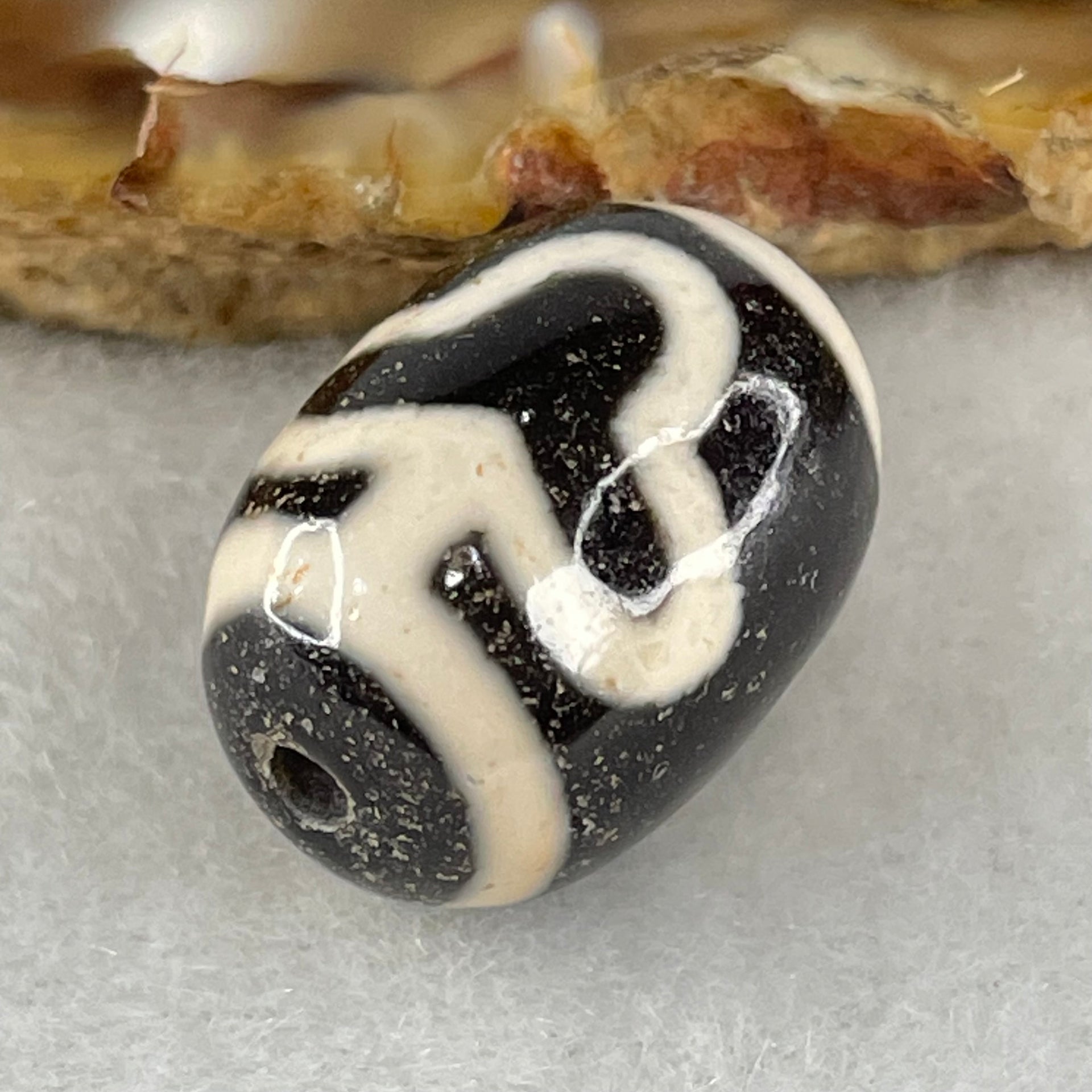Natural Powerful Tibetan Old Oily Agate Double Bodhi Tree Dzi Bead Heavenly Master (Tian Zhu) 菩提树天珠 4.57g 17.8 by 12.8mm - Huangs Jadeite and Jewelry Pte Ltd