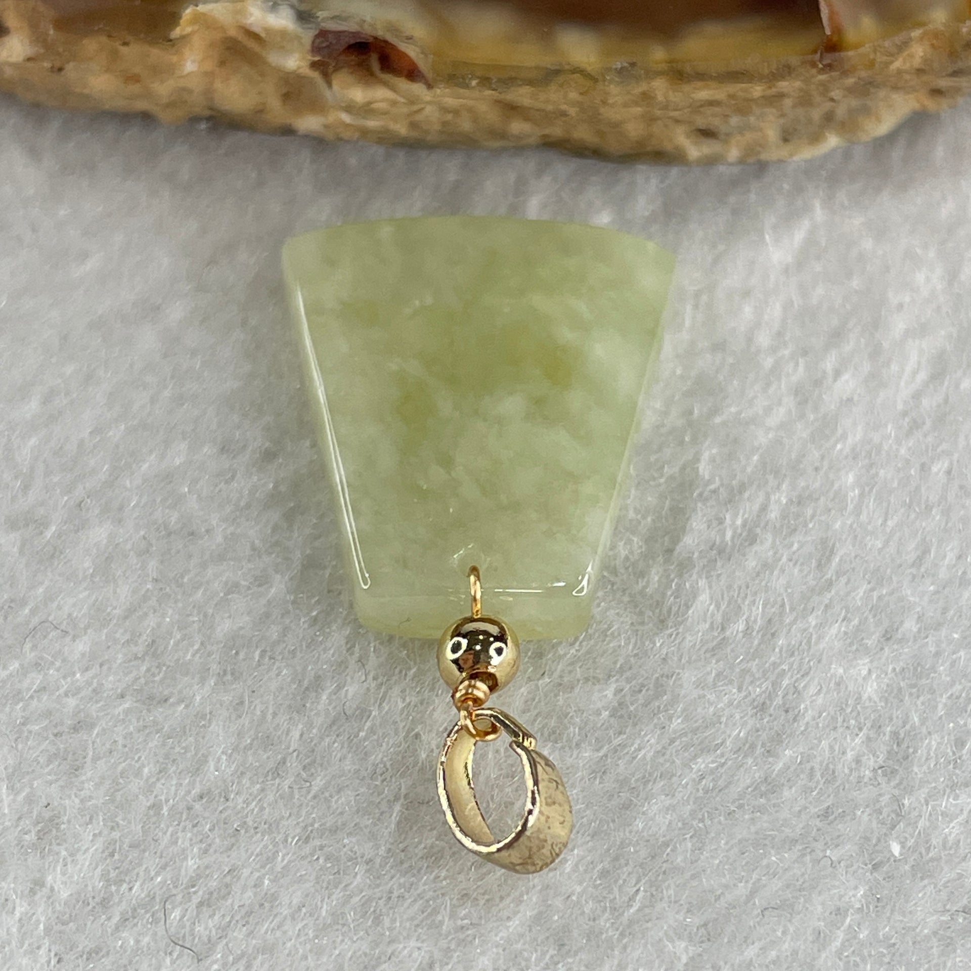 Type A Greenish Yellow Jadeite Wu Shi Pai Pendant 2.49g 18.7 by 15.6 by 3.2mm - Huangs Jadeite and Jewelry Pte Ltd