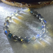 Good Grade Natural Labradorite Beads Bracelet with Moon Charm 19.86g 16cm 8.3mm 20 Beads - 10.4mm 1 Bead - Huangs Jadeite and Jewelry Pte Ltd