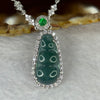 Type A Blueish Green Jadeite Peapod with Crystals in S925 Sliver Necklace for Fertility and Growth 4.60g 19.6 by 9.7 by 3.5mm - Huangs Jadeite and Jewelry Pte Ltd