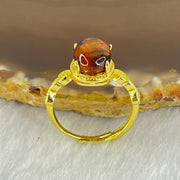 Natural Cognac Amber in S925 Silver Gold Color Ring 1.86g 10.0 by 7.7 by 5.0mm - Huangs Jadeite and Jewelry Pte Ltd