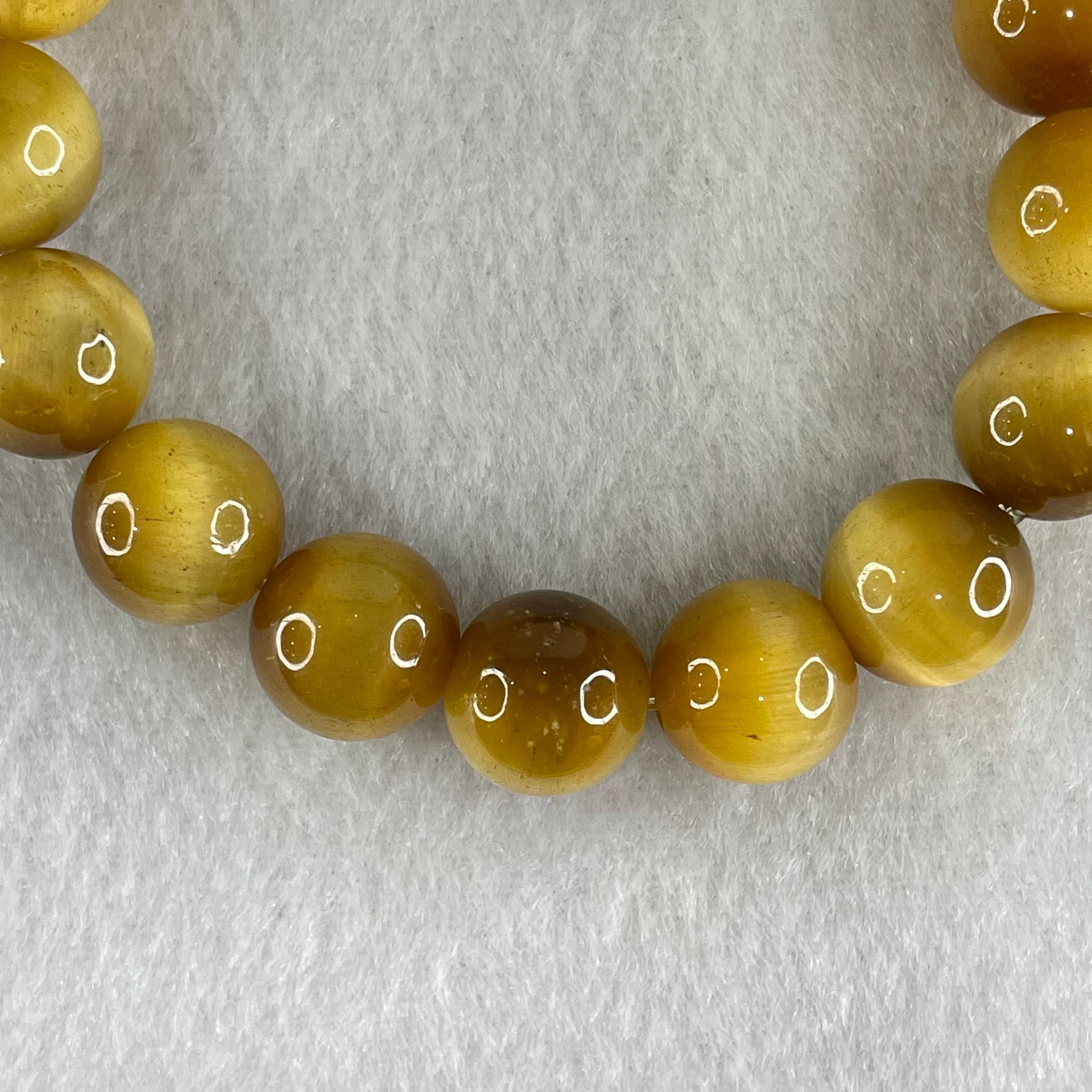 Good Grade Natural Yellow Tiger Eye Quartz Beads Bracelet 天然黄虎眼手链 40.15g 16cm 12.2mm 17 Beads - Huangs Jadeite and Jewelry Pte Ltd