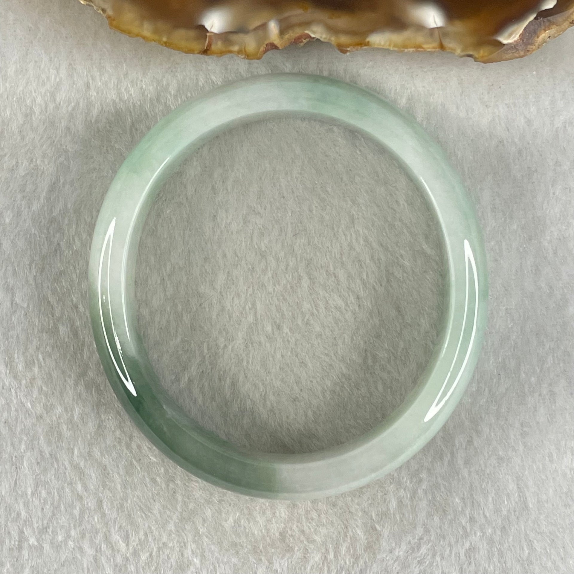 Type A Light Blueish Green with Blueish Green Oval Jadeite Bangle 40.32g Inner Diameter 53.3mm 12.8 by 6.6mm (Close to Perfect) - Huangs Jadeite and Jewelry Pte Ltd