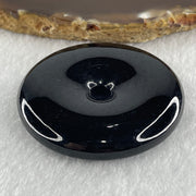 Type A Opaque Black Omphacite Jadeite Ping An Kou Donut Pendant 52.09g 50.3 by 9.8mm - Huangs Jadeite and Jewelry Pte Ltd