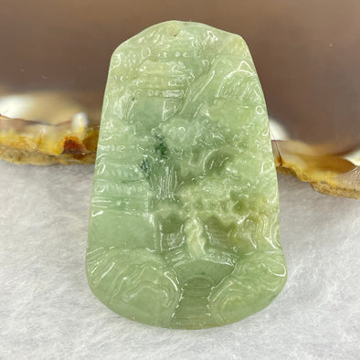 Type A Green Jadeite Shan Shui 8.32g 24.3mm by 37.6mm by 5.0mm - Huangs Jadeite and Jewelry Pte Ltd