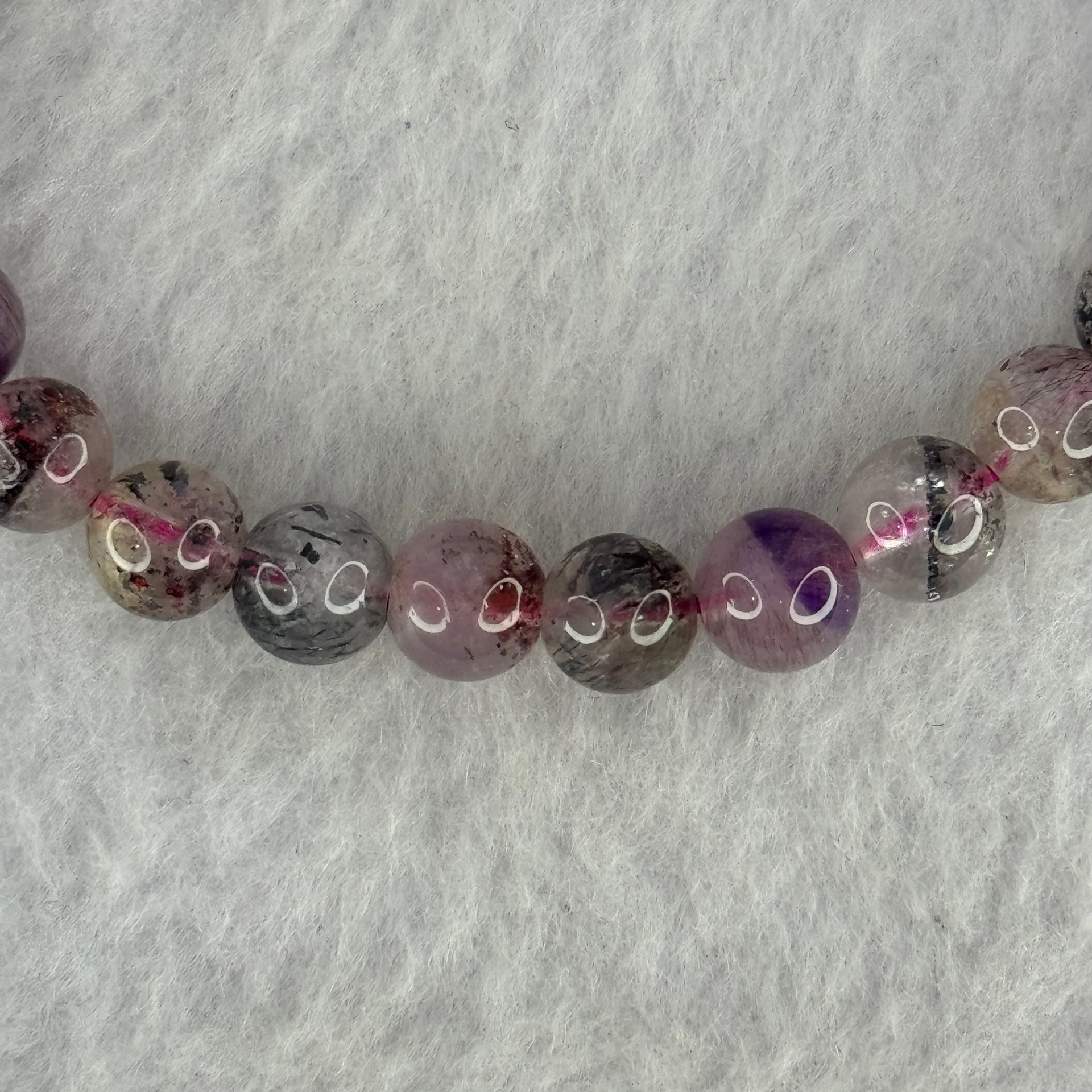 Natural Super 7 Beads Bracelet 10.42g 14cm 6.9mm 26 Beads - Huangs Jadeite and Jewelry Pte Ltd