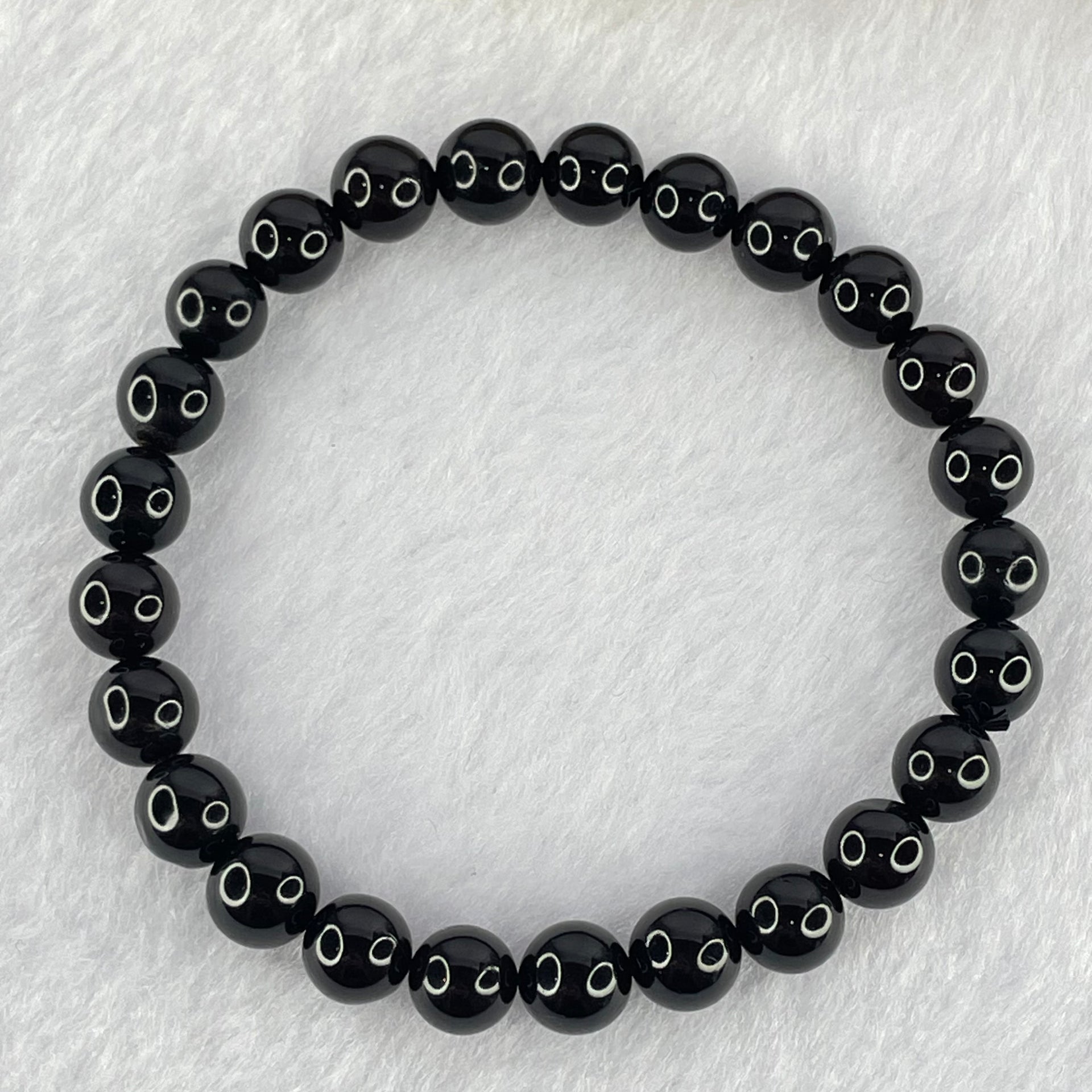 Natural Blood Red Amber Beads Bracelet 6.10g 16cm 7.5mm 25 Beads - Huangs Jadeite and Jewelry Pte Ltd