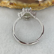 Type A Icy Light Sky Blue Jadeite Cabochon with Crystals in S925 Sliver Ring 2.55g 8.6 by 6.9 by 4.0mm - Huangs Jadeite and Jewelry Pte Ltd