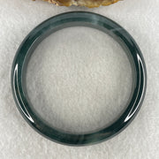 Certified Natural Type A Dark Blueish Green Jadeite Bangle | 61.1mm Inner Diameter (56.03g 12.9x7.4mm | Perfect | Emotional Wisdom, Abundance & Sovereign Energy Shield) - Huangs Jadeite and Jewelry Pte Ltd