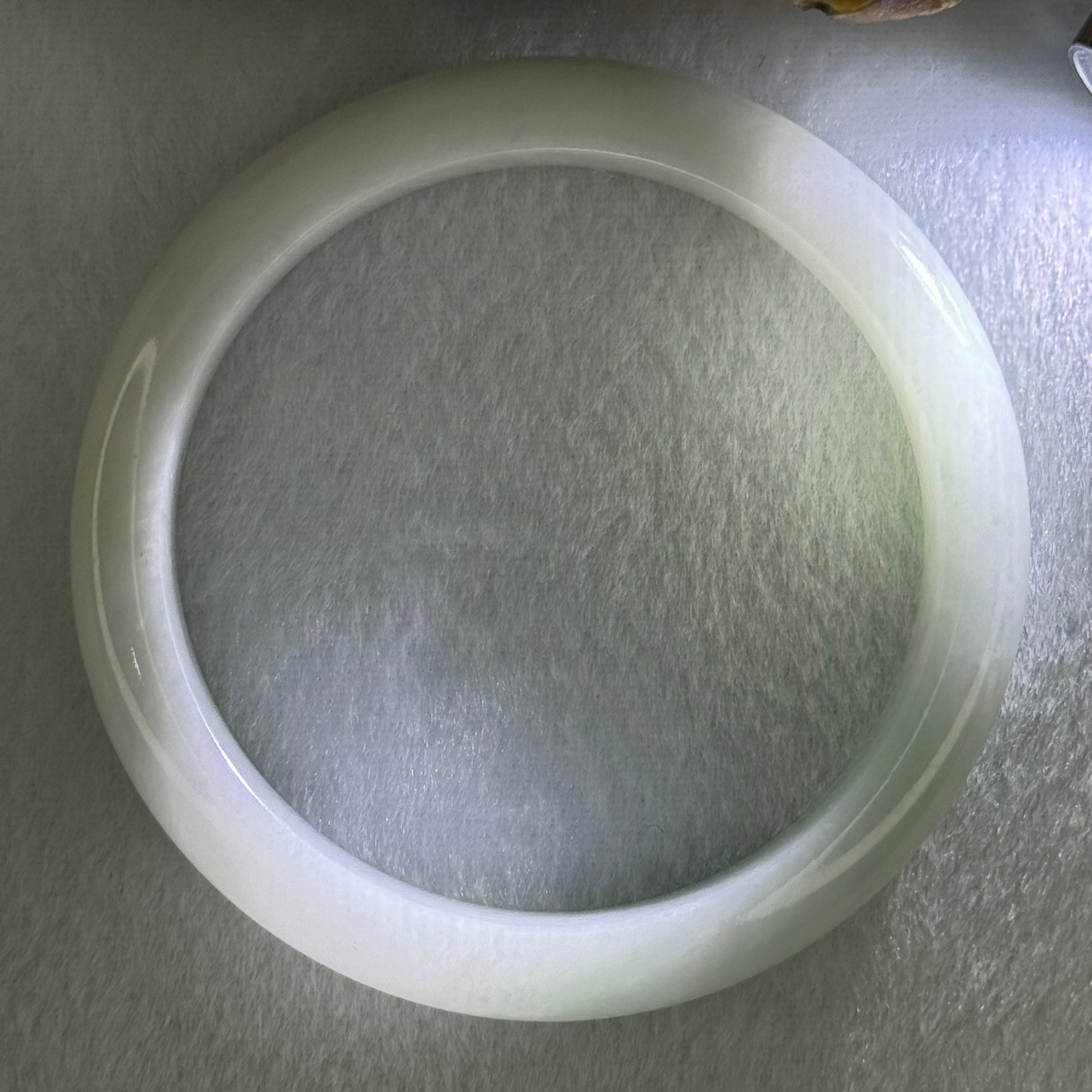 Type A Faint Lavender and Faint Green Jadeite Bangle Internal Diameter 58.5mm 58.12g 12.7 by 8.4mm (Internal Line) - Huangs Jadeite and Jewelry Pte Ltd