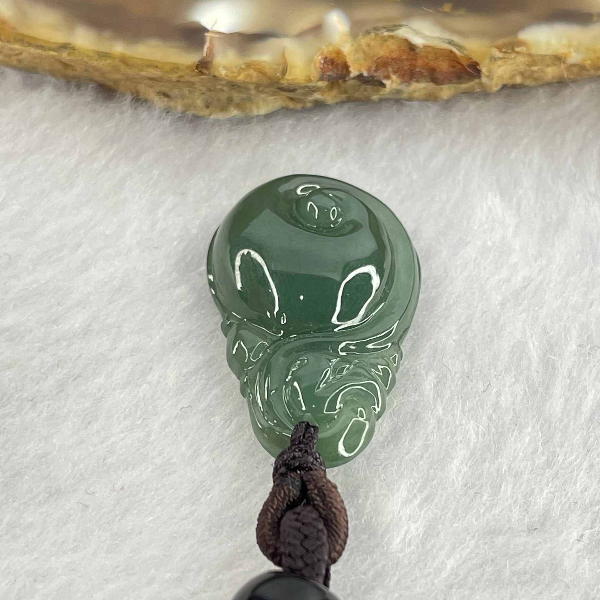Type A Blueish Green Jadeite Dragon Ruyi Pendent 6.46g 25.1 by 16.2 by 7.2mm - Huangs Jadeite and Jewelry Pte Ltd