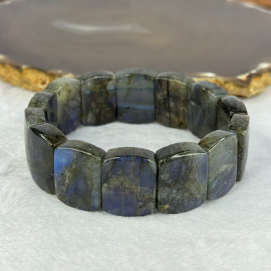 Natural Labradorite Bracelet 66.23g 18cm 20.3 by 15.8 by 6.7mm 14 pcs - Huangs Jadeite and Jewelry Pte Ltd
