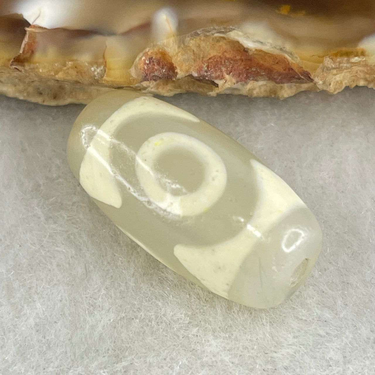 Natural Powerful Tibetan Old Oily Agate 3 Eyes Dzi Bead Heavenly Master (Tian Zhu) 三眼天诛 3.27g 19.8 by 10.6mm - Huangs Jadeite and Jewelry Pte Ltd