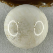 Natural White with Yellow Calcite Sphere Ball with Acrylic Display 578.5g 71.4 by 86.5mm - Huangs Jadeite and Jewelry Pte Ltd