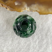 Natural Type A Lao Keng Old Mine Green with Light Green Jadeite Flora Carving Bead Charm 1.94g 12.5mm - Huangs Jadeite and Jewelry Pte Ltd