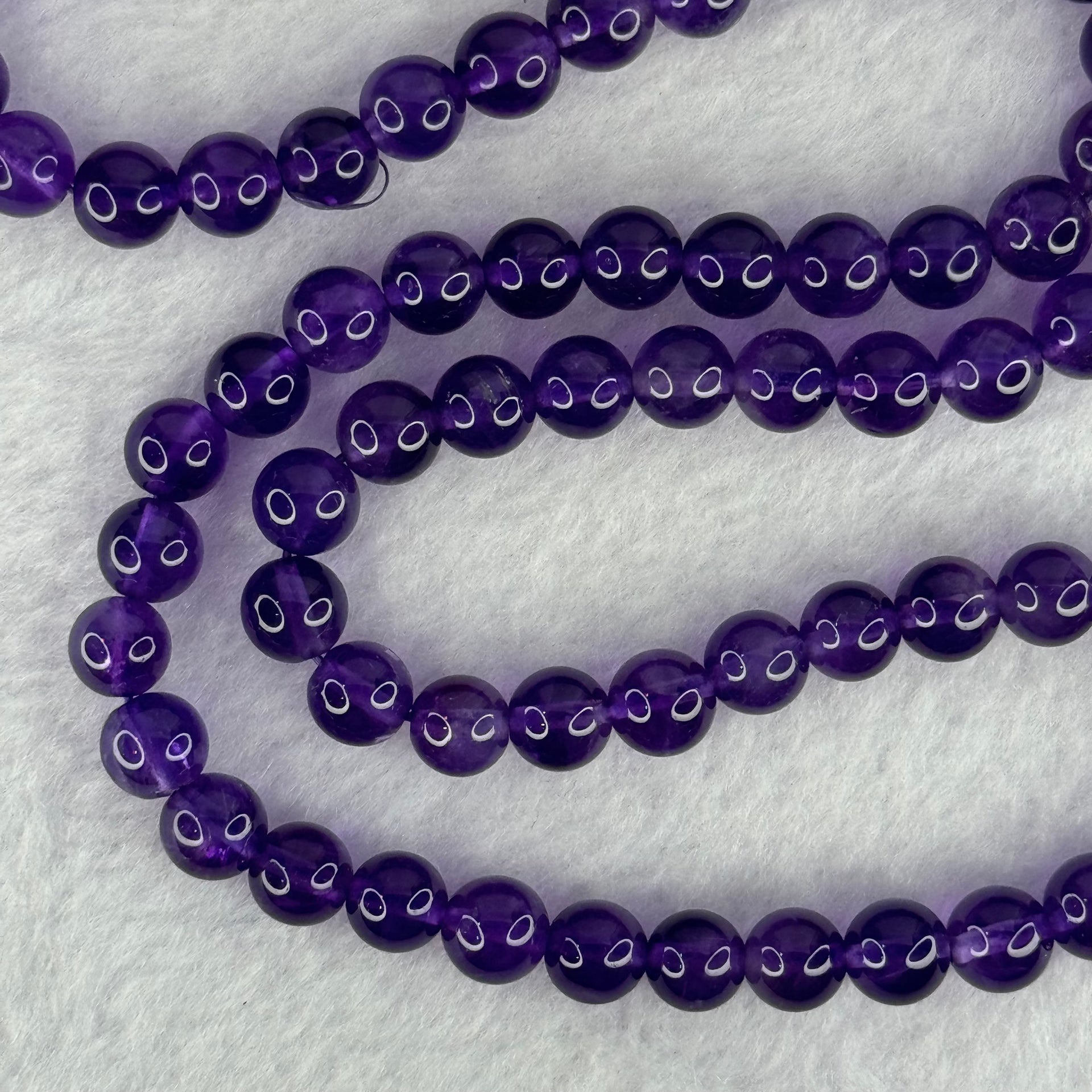 Good Grade Natural Amethyst Necklace 40.42g 54cm 7.3mm 79 Beads - Huangs Jadeite and Jewelry Pte Ltd