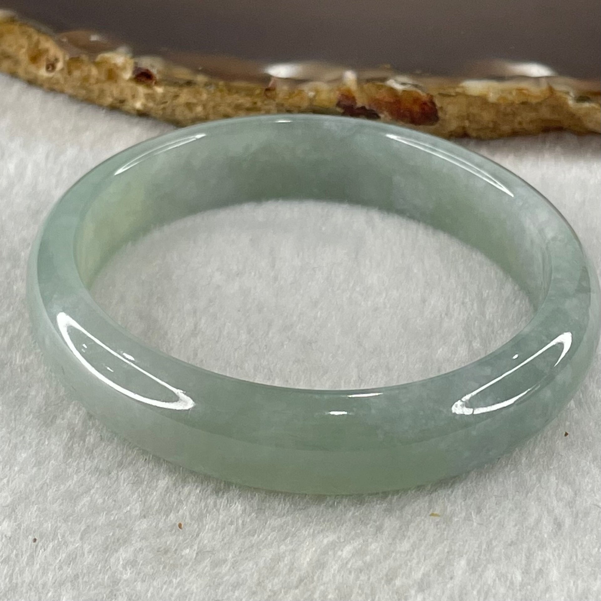 Type A Jelly Light Blueish Green Faint Lavender Jadeite Oval Bangle 36.71g Internal Diameter 54.4mm 11.8 by 6.7mm (Close to Perfect) - Huangs Jadeite and Jewelry Pte Ltd
