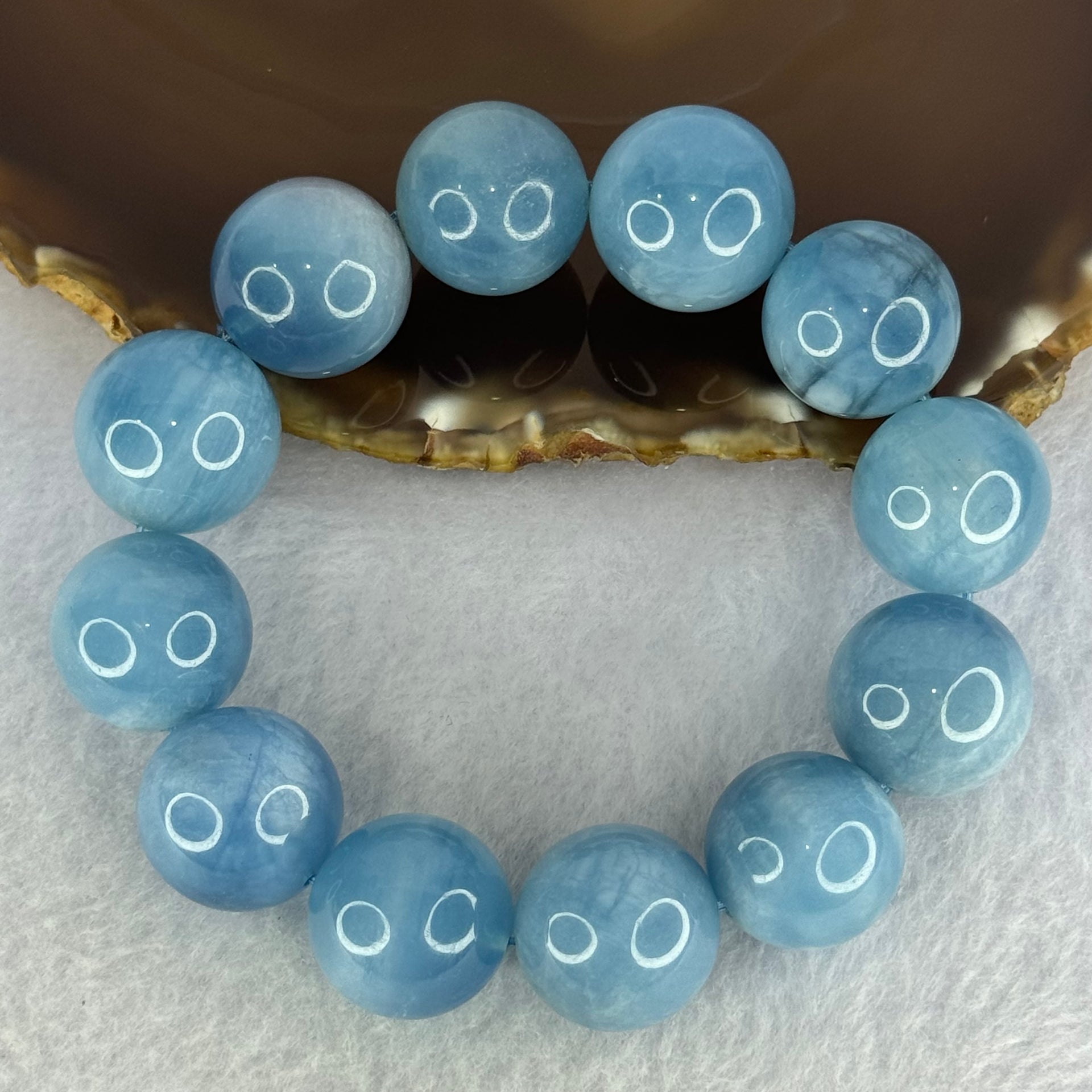 Natural Aquamarine Beads Bracelet 109.28g 18.5cm 19.2mm 12 Beads - Huangs Jadeite and Jewelry Pte Ltd