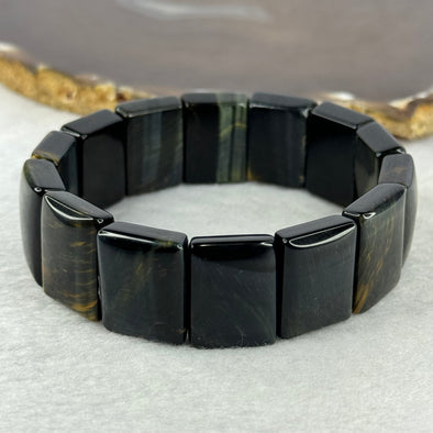 Natural Tiger's Eye Quartz Bracelet 虎眼石手持手链 65.83g 18cm 20.3 by 15.2 by 8.9mm 14 pcs - Huangs Jadeite and Jewelry Pte Ltd