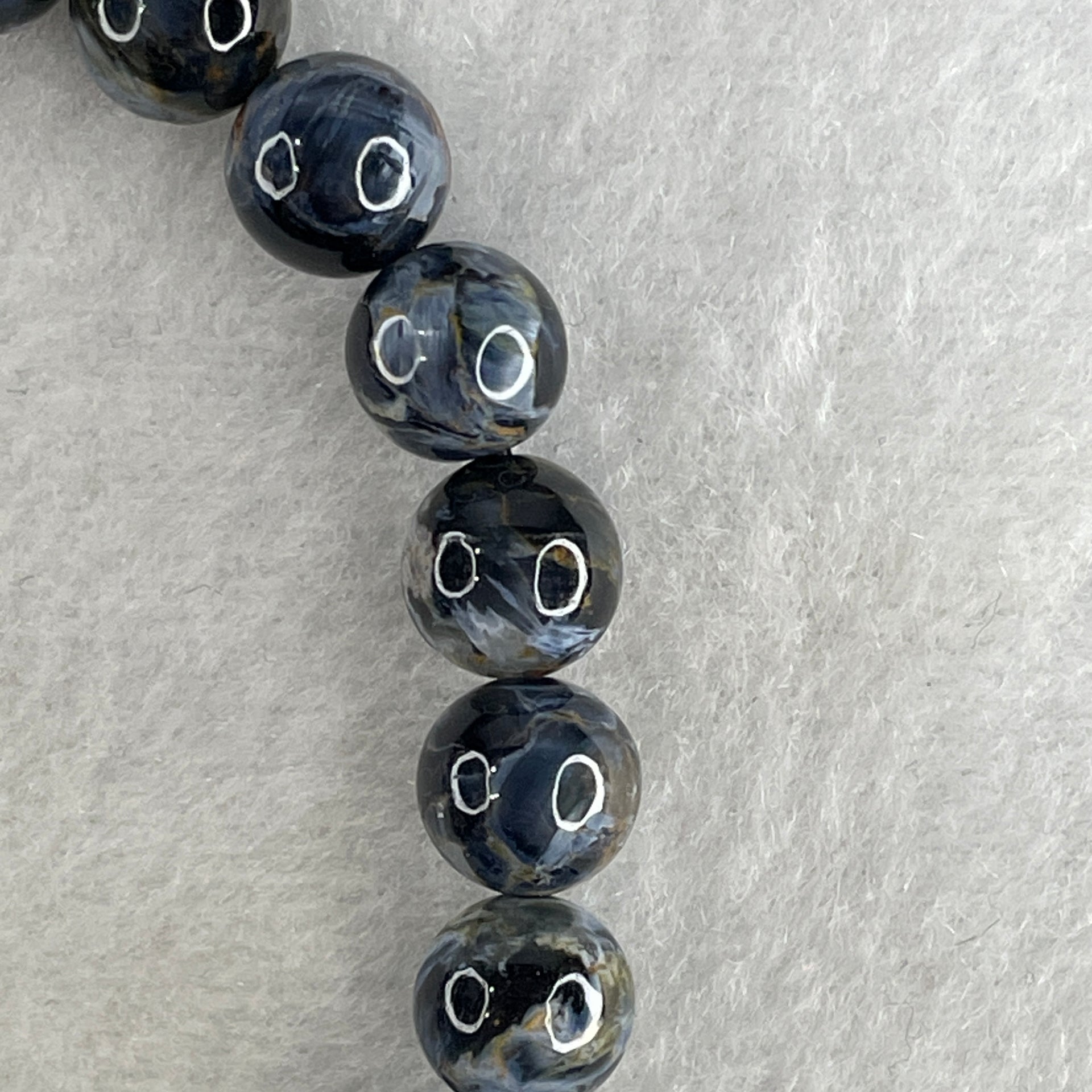 Certified Very Good Grade Natural Blue Pietersite Beads Bracelet 20.799g 15.5cm 9.3mm 21Beads - Huangs Jadeite and Jewelry Pte Ltd