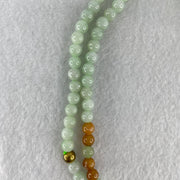 Type A Light Apple Green and Yellow Jadeite Beads Necklace 38.75g 64cm 5.8mm 122 Beads - Huangs Jadeite and Jewelry Pte Ltd