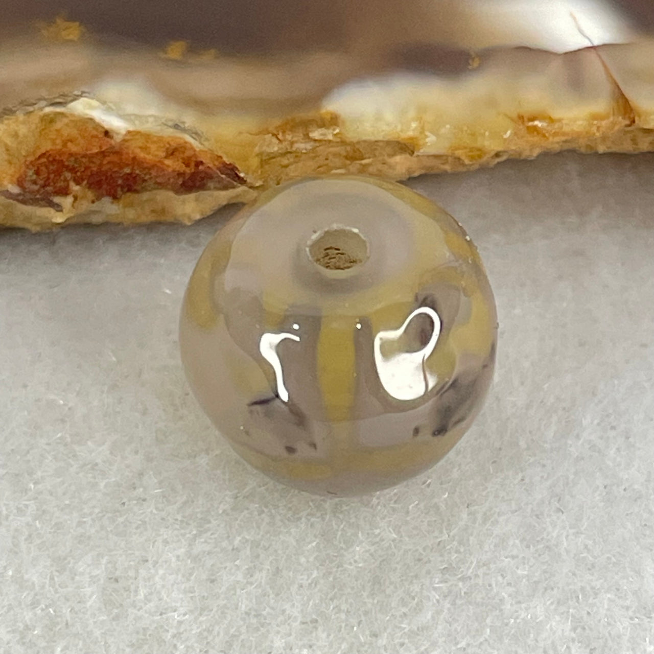 Natural Powerful Tibetan Old Oily Agate  Nectar Vessel Dzi Bead Heavenly Master (Tian Zhu) 花蜜容器眼天诛 2.27g 12.1 by 10.7mm - Huangs Jadeite and Jewelry Pte Ltd